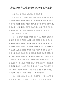 乡镇2026年工作总结和2026年工作思路