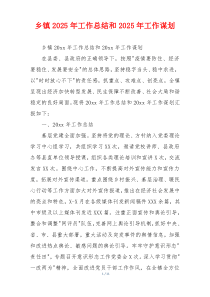 乡镇2026年工作总结和2026年工作谋划