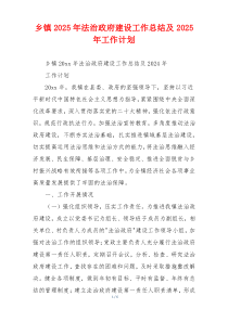 乡镇2026年法治政府建设工作总结及2026年工作计划