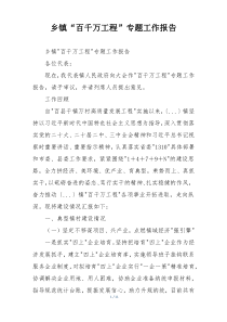 乡镇“百千万工程”专题工作报告