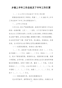 乡镇上半年工作总结及下半年工作打算