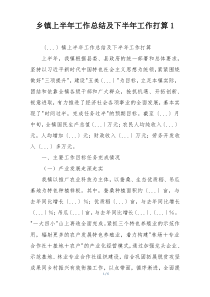 乡镇上半年工作总结及下半年工作打算1