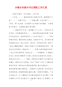 乡镇乡村振兴书记领航工作汇报