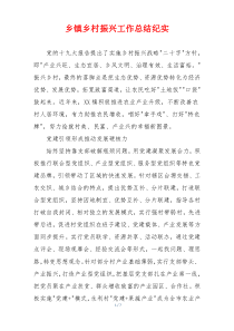 乡镇乡村振兴工作总结纪实