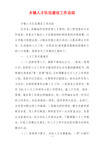 乡镇人才队伍建设工作总结