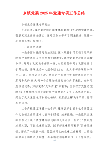 乡镇党委2026年党建专项工作总结