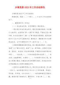 乡镇党委2026年工作总结报告