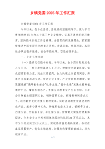 乡镇党委2026年工作汇报