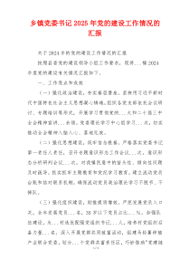 乡镇党委书记2026年党的建设工作情况的汇报