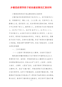 乡镇党政领导班子政治建设情况汇报材料