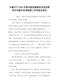 乡镇关于2026年度巩固拓展脱贫攻坚成果同乡村振兴有效衔接工作的综合报告