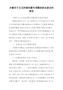 乡镇关于公文抄袭问题专项整治的自查自纠报告