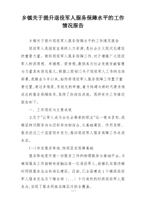 乡镇关于提升退役军人服务保障水平的工作情况报告