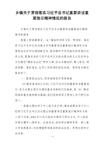 乡镇关于贯彻落实习近平总书记重要讲话重要指示精神情况的报告