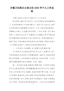 乡镇卫生院办公室主任2026年个人工作总结