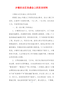 乡镇在全区务虚会上的发言材料