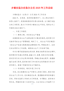 乡镇安监办应急办主任2026年工作总结