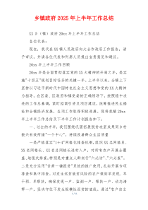 乡镇政府2026年上半年工作总结
