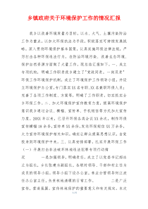 乡镇政府关于环境保护工作的情况汇报