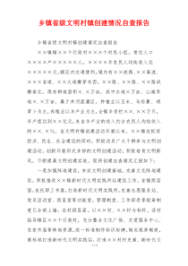 乡镇省级文明村镇创建情况自查报告