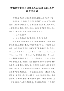 乡镇社会事业办公室工作总结及2026上半年工作计划
