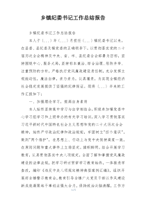 乡镇纪委书记工作总结报告