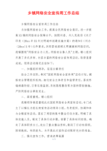 乡镇网络安全宣传周工作总结