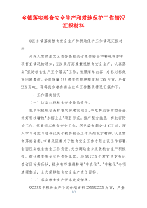 乡镇落实粮食安全生产和耕地保护工作情况汇报材料