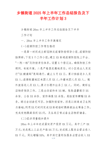 乡镇街道2026年上半年工作总结报告及下半年工作计划3