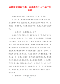 乡镇街道组织干事、宣传委员个人三年工作总结