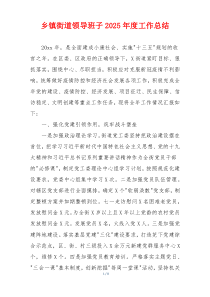 乡镇街道领导班子2026年度工作总结