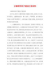乡镇领导班子建设汇报材料