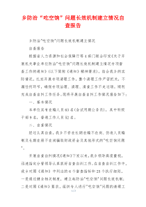 乡防治“吃空饷”问题长效机制建立情况自查报告