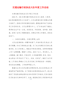 交通运输行政执法大队年度工作总结