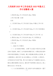 人民政府2026年工作总结及2026年重点工作计划整理4篇