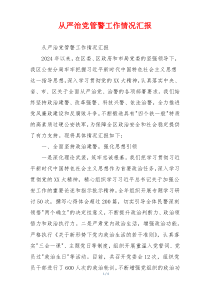 从严治党管警工作情况汇报