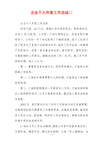 企业个人年度工作总结二
