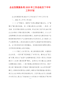 企业发展服务局2026年工作总结及下半年工作计划