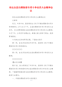 传达全县扫黑除恶专项斗争动员大会精神会议