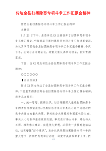 传达全县扫黑除恶专项斗争工作汇报会精神