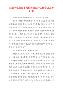 党委书记在全市高校安全生产工作会议上的汇报