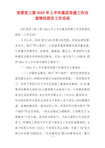 党委党工委2026年上半年基层党建工作自查情况报告工作总结