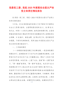 党委党工委、党组2026年度落实全面从严治党主体责任情况报告