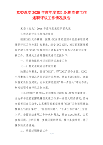 党委总支2026年度年度党组织抓党建工作述职评议工作情况报告