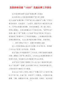 党委持续创建“14520”党建品牌工作报告