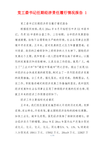 党工委书记任期经济责任履行情况报告 1