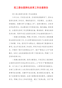 党工委全面深化改革工作自查报告