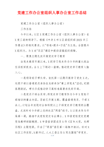 党建工作办公室组织人事办公室工作总结