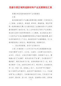 党建引领区域再造新材料产业发展情况汇报