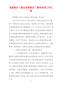 党建推动“新业态新就业”群体治理工作汇报